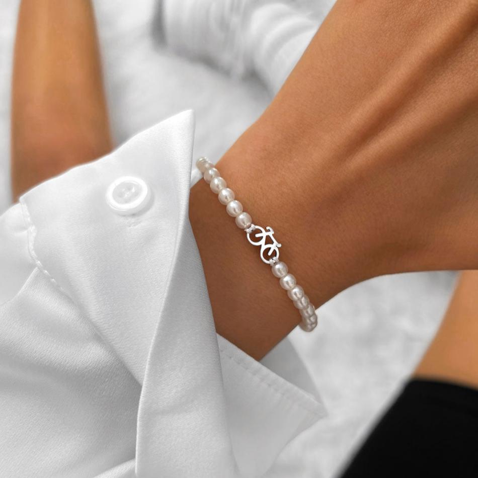 Perlen Silber Fahrradkette Armband