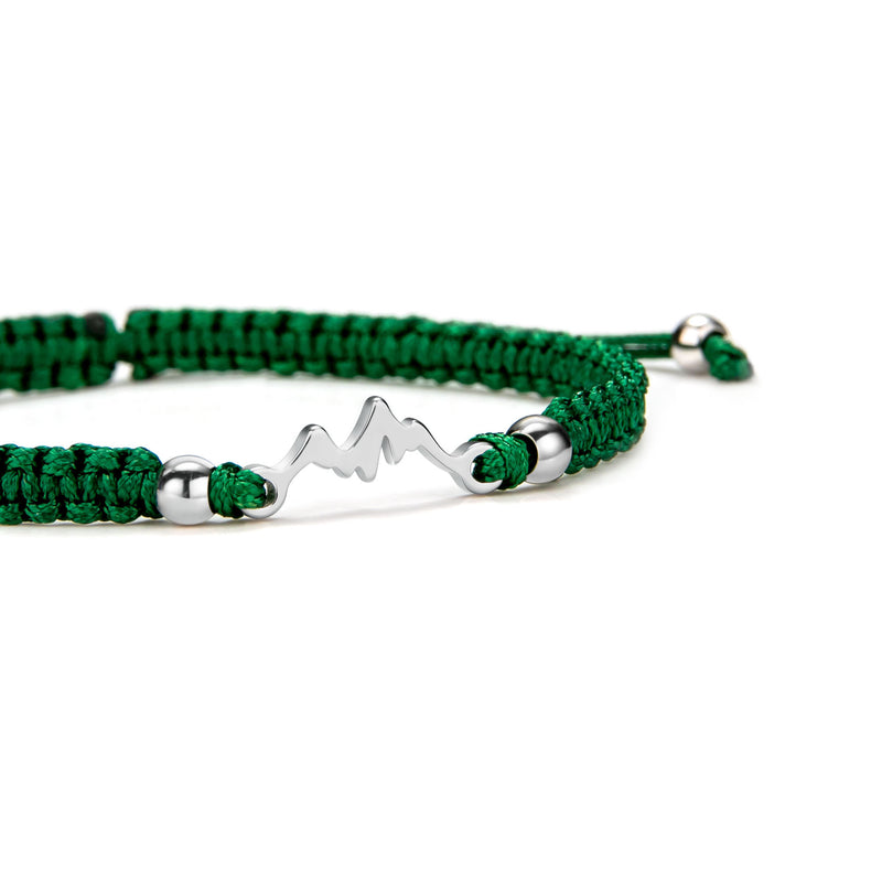 Silver Mountain Dark Green Braided Bracelet