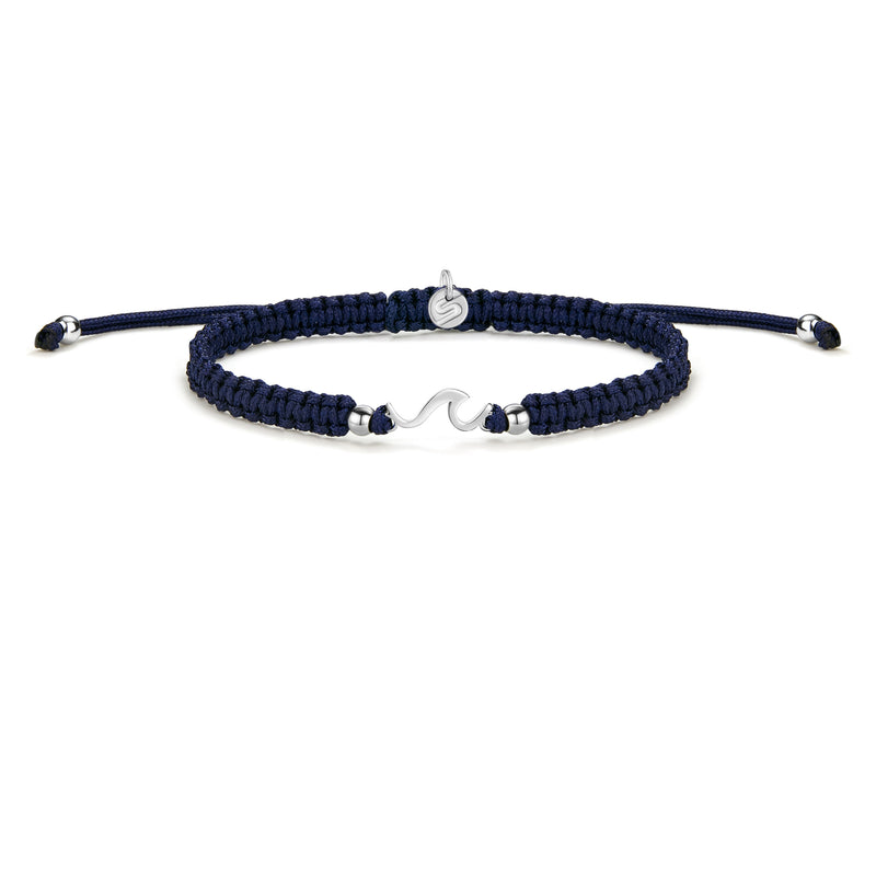Silver Wave Royal Blue Braided Bracelet