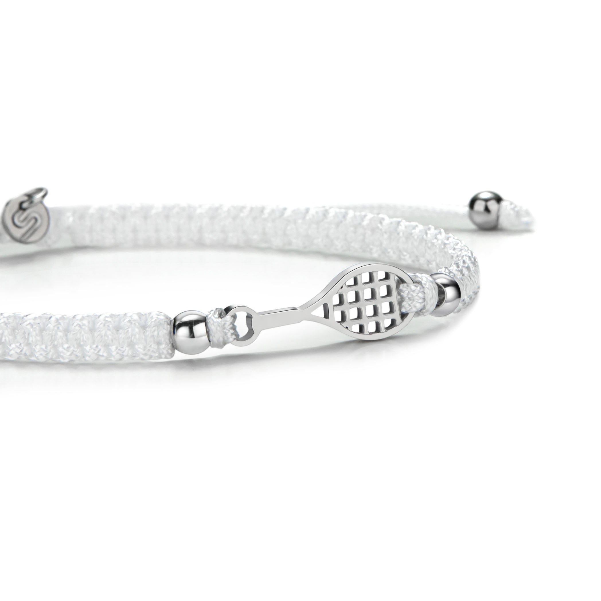 Silver Tennis White Braided Bracelet