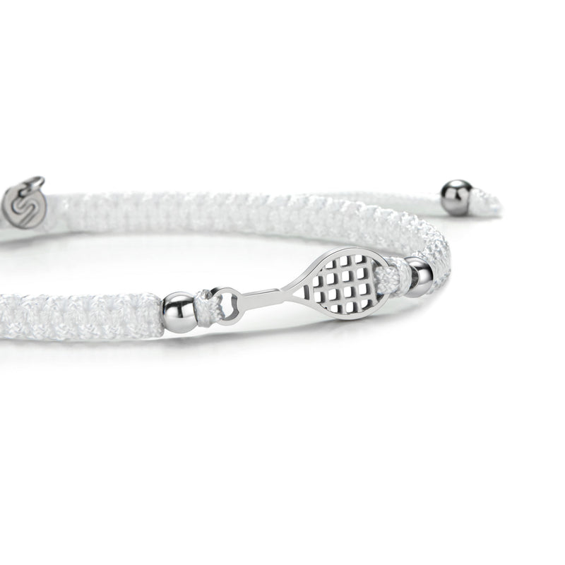 Silver Tennis White Braided Bracelet
