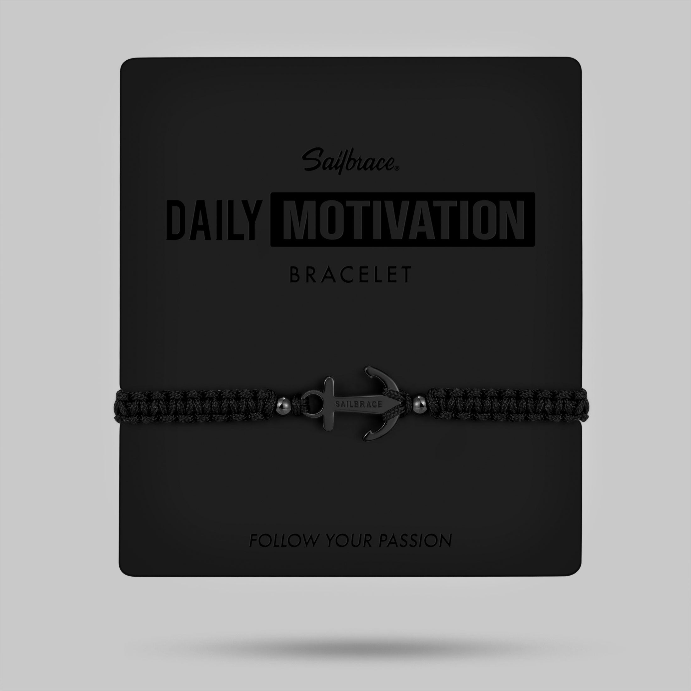 Pulsera trenzada con ancla negra completa