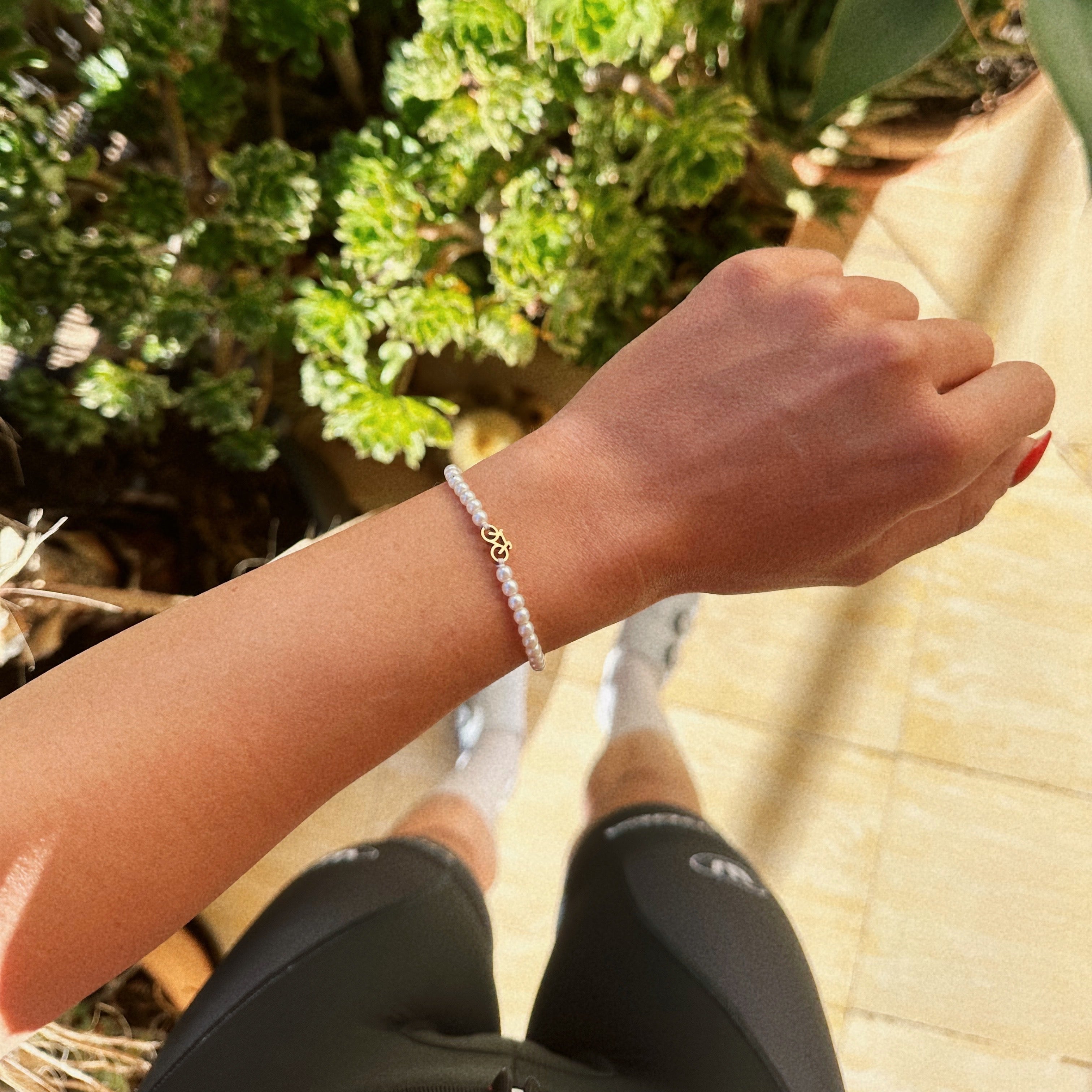 Perlen-Rosen-Fahrradkettenarmband