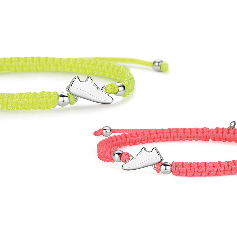 Silver Runner Neon Yellow Braided Bracelet
