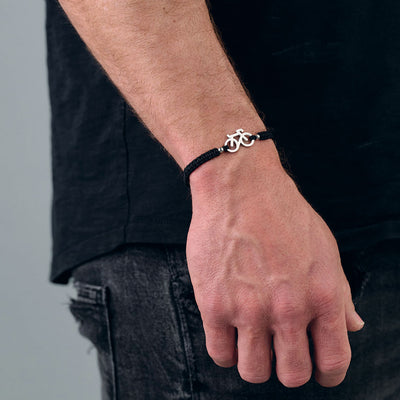 Silver Bike Braided Bracelet
