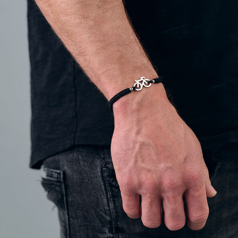 Silver Bike Braided Bracelet