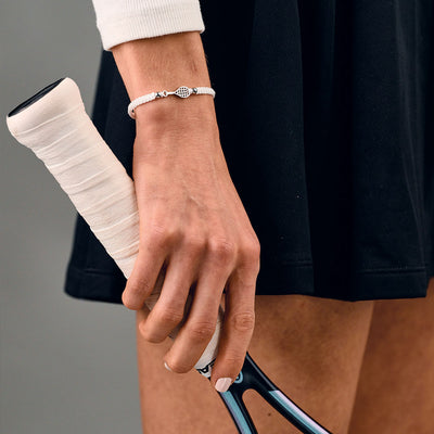 Silver Tennis White Braided Bracelet