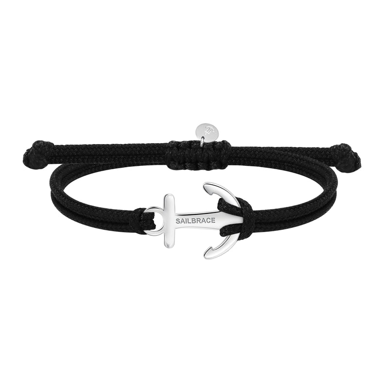 Silver Black Anchor Armband