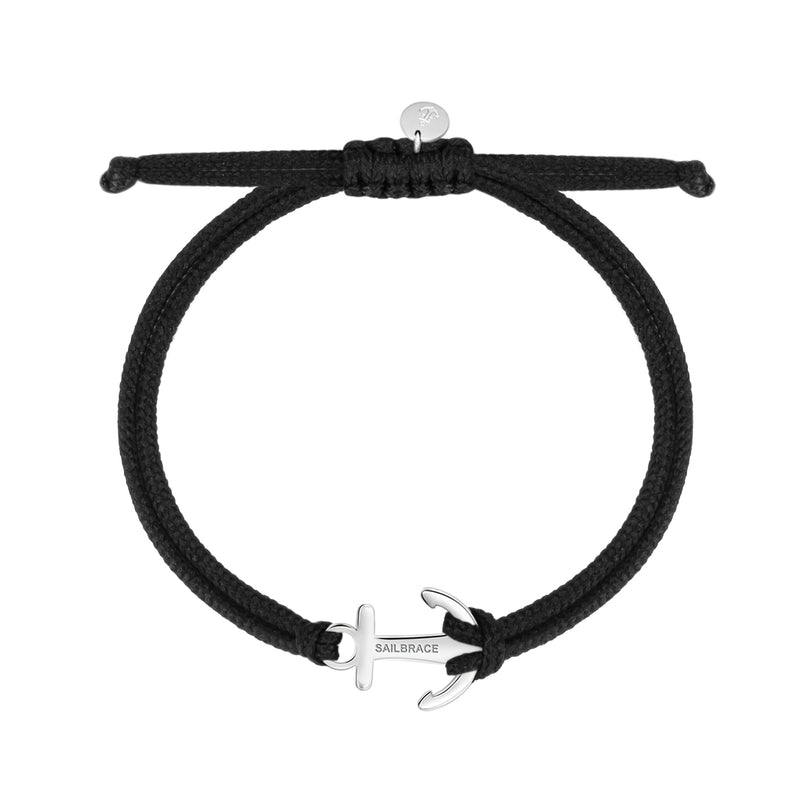 Silver Black Anchor Armband
