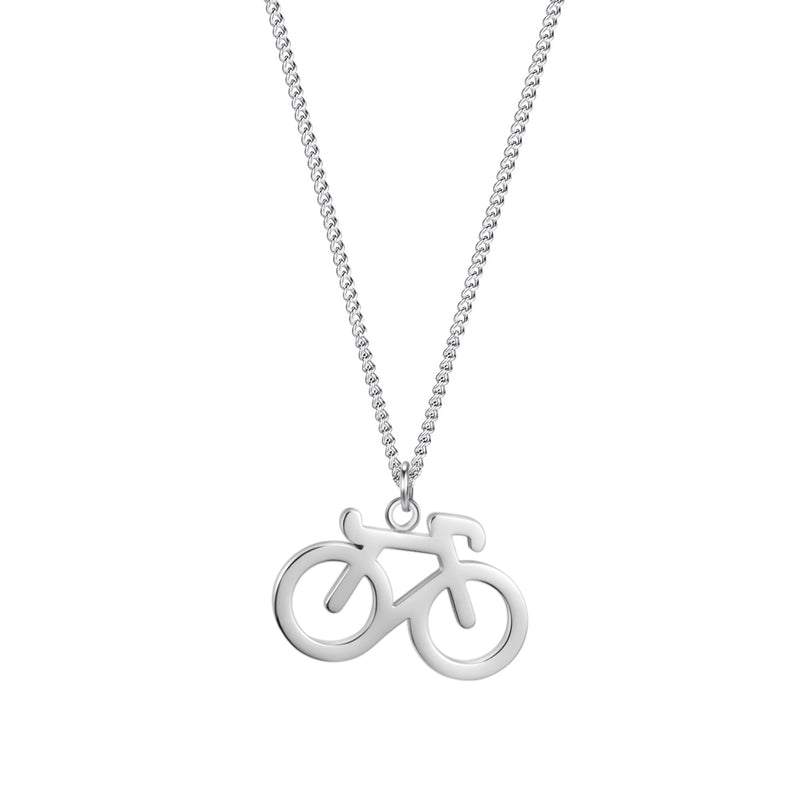 Silver bicycle necklace on sale