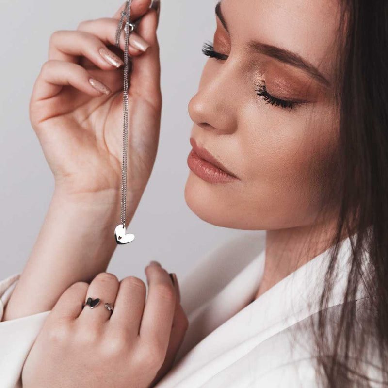 Double Heart Silver Necklace