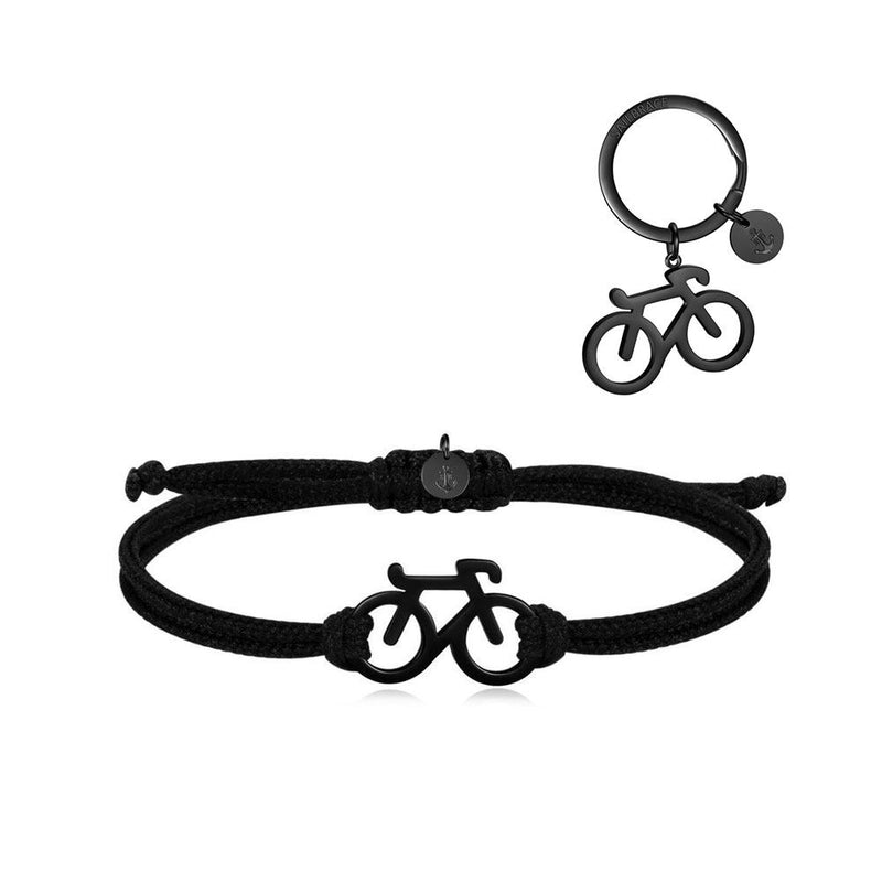 Black Bike Bracelet/Keychain Pack